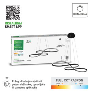 Smart dekorativna visilica Green Tech 54W, 3CCT, dim, APP + daljinski upravljač