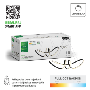 Smart dekorativna visilica Green Tech 60W, 3CCT, dim, APP + daljinski upravljač