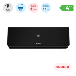 Klima Chigo 18000BTU, 5.1kW, A++, R32, -25°C ~ 50°C, s grijačem, WiFi, crna