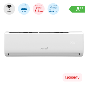 Klima Green Tech 12000BTU, 3.4kW, A++, R32, -22°C ~ 53°C, s grijačem, WiFi, bij.