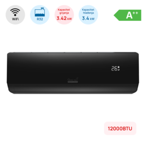 Klima Green Tech 12000BTU, 3.4kW, A++, R32, -15°C ~ 53°C, WiFi, crna