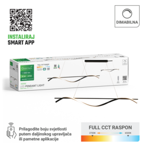 Smart dekorativna visilica Green Tech 30W, 3CCT, dim, APP + daljinski upravljač